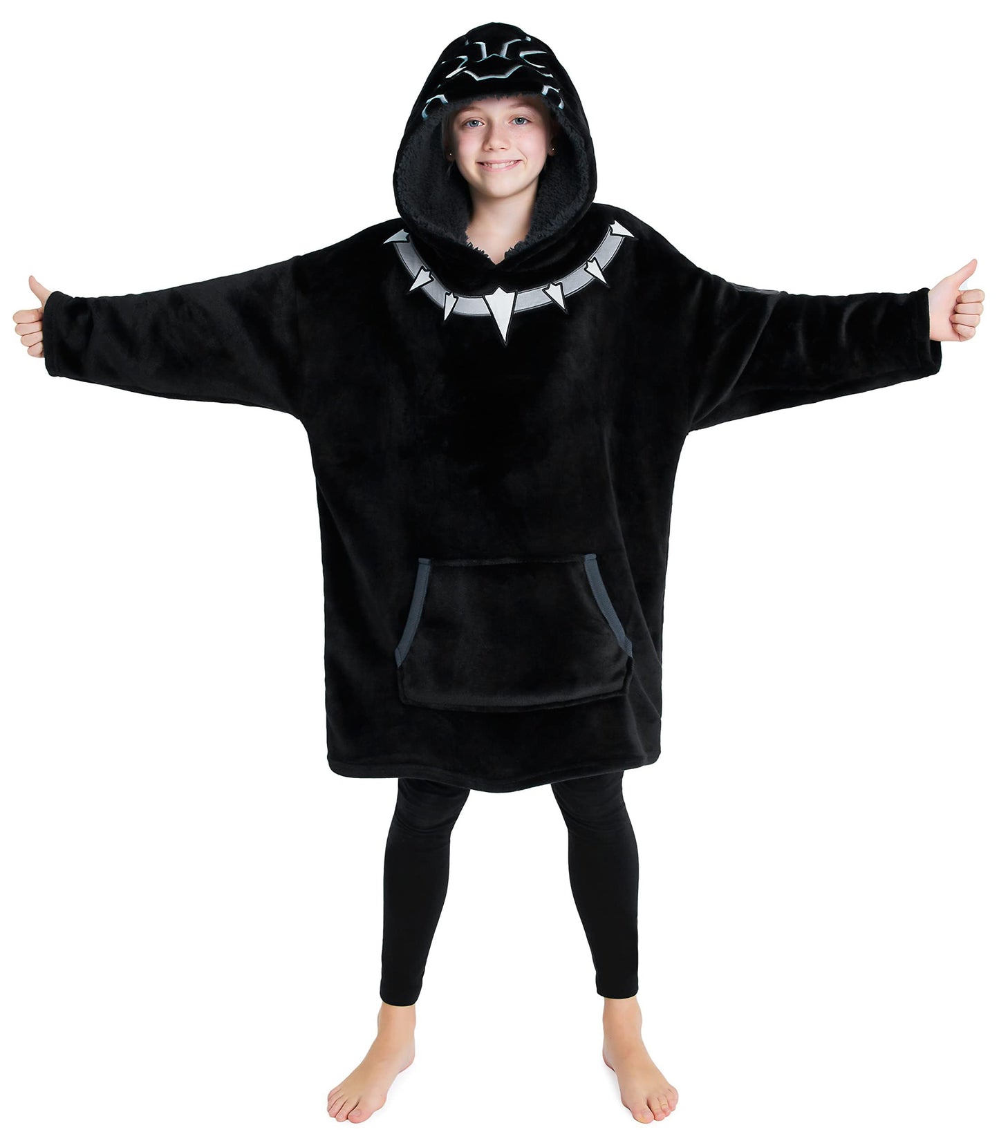 Marvel Oversized Hoodie Blanket for Kids, Black Panther Avengers Gifts for Boys