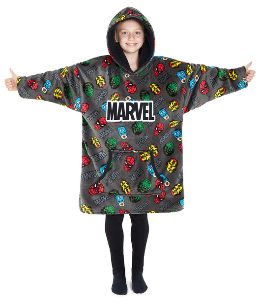 Marvel Oversized Hoodie Blanket for Kids, Black Panther Avengers Gifts for Boys