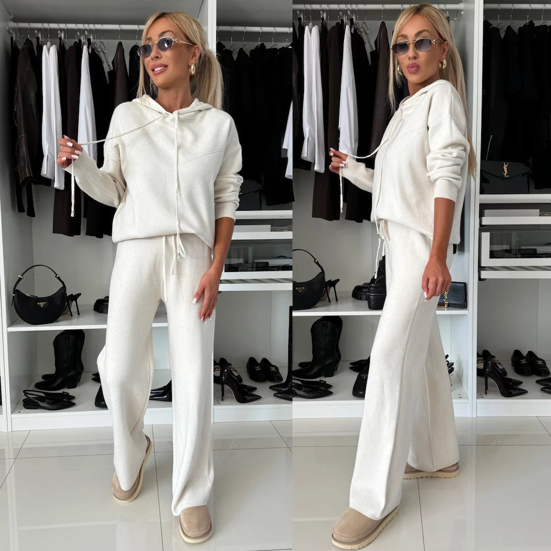 Women's  Long Sleeved Sweatshirt Wide Leg Pants Set